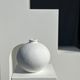 Handcrafted terracotta ball vase painted white H:24 D:26