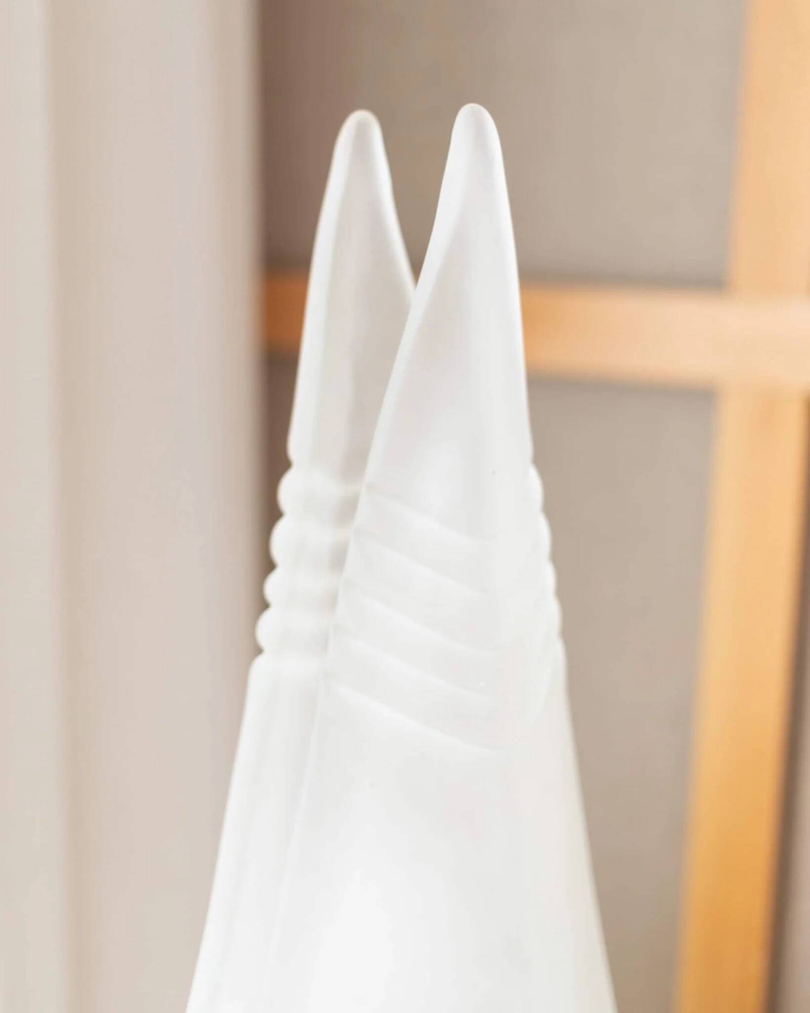 Milky White Murano Frosted Glass Pyramid Table Lamp with White Metal Base - Italian Space Age Design, 1970s