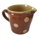 Small caramel milk jug with polka dots – Vintage Savoyard pottery