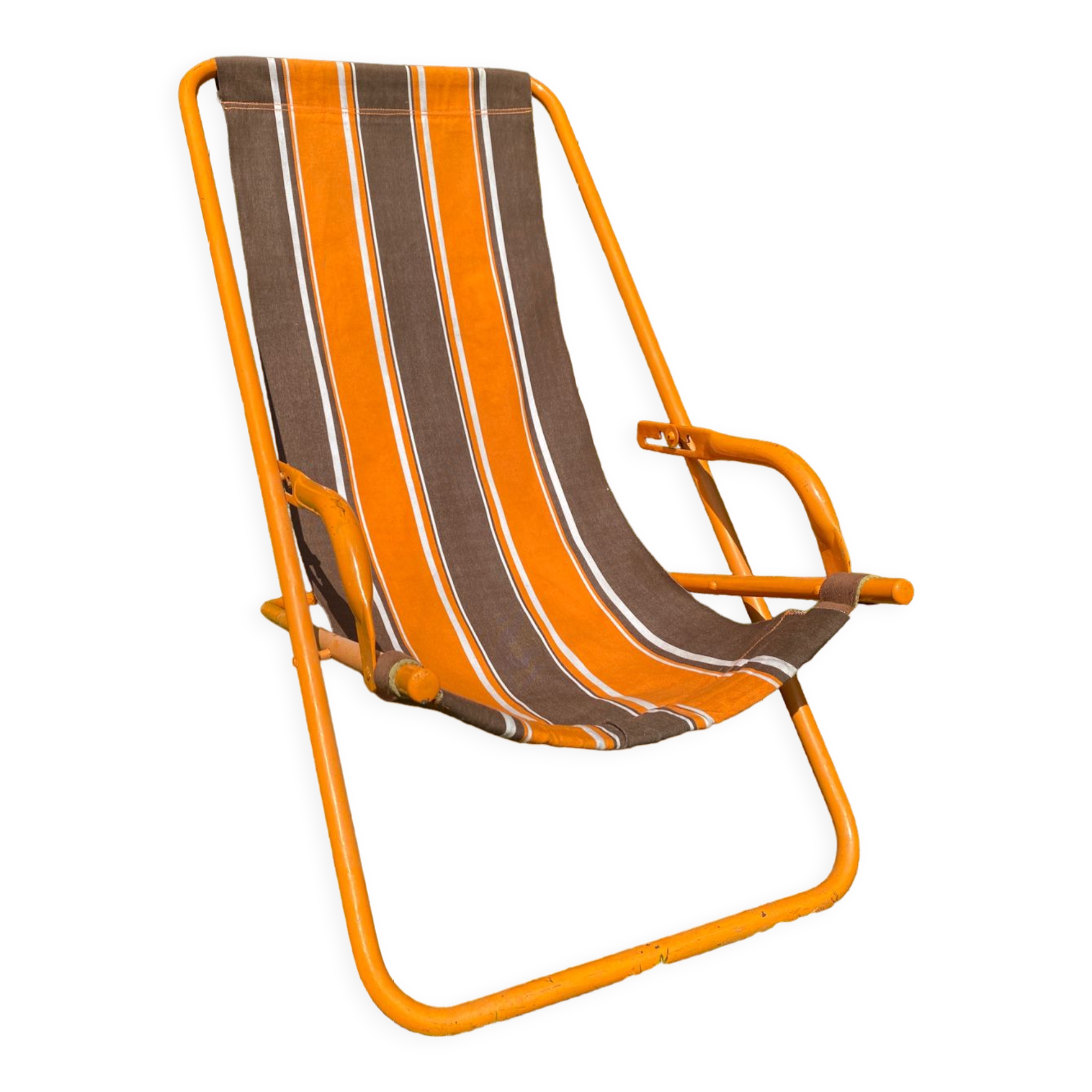 Old orange vintage deckchair