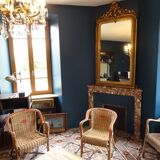 Miroir XIXème en bois stuqué doré 90 x 180 cm