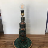 Malachite chrysocolla and brass lamp base