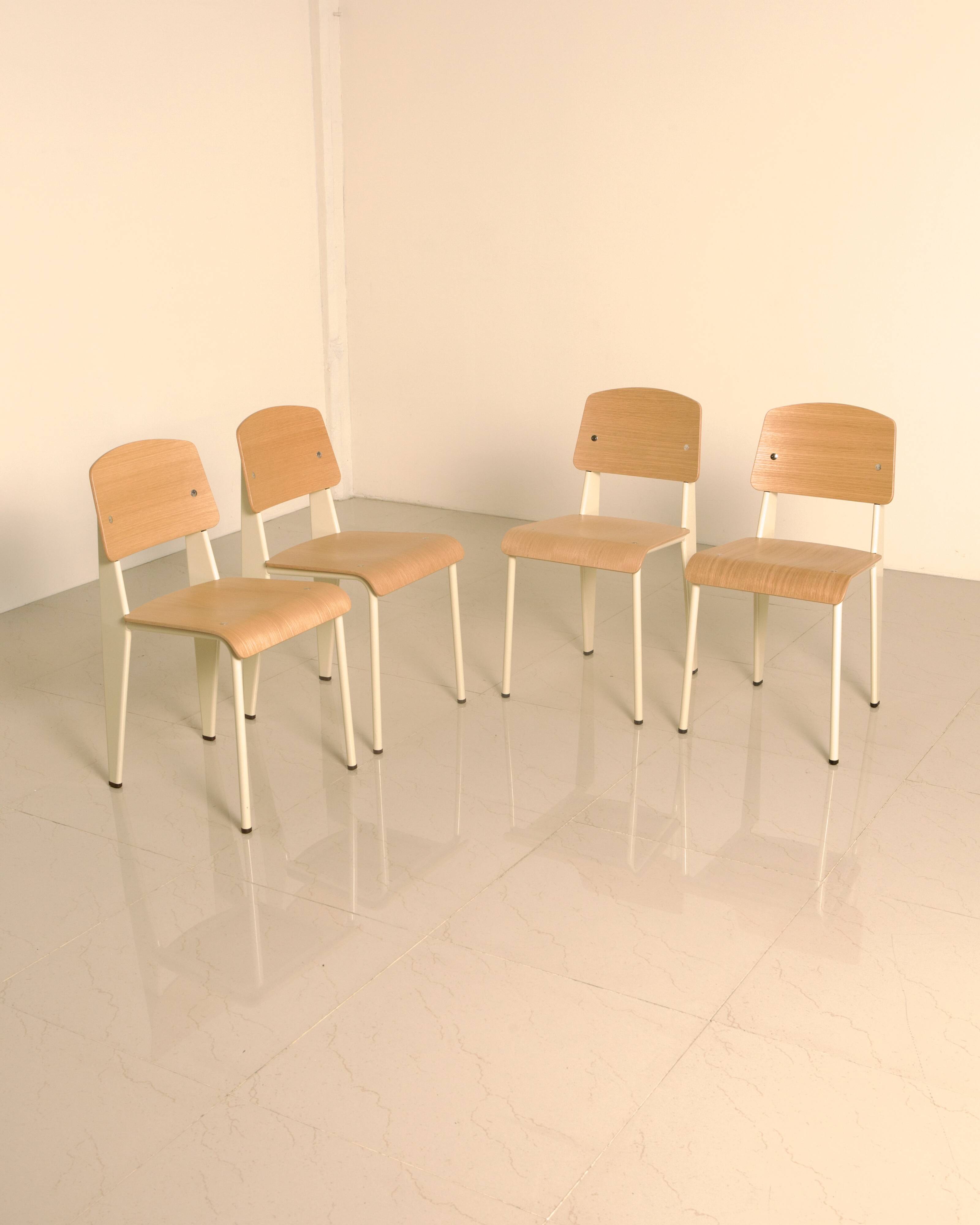 Set of 4 cream "Standard" chairs by Jean Prouvé for Vitra 00's