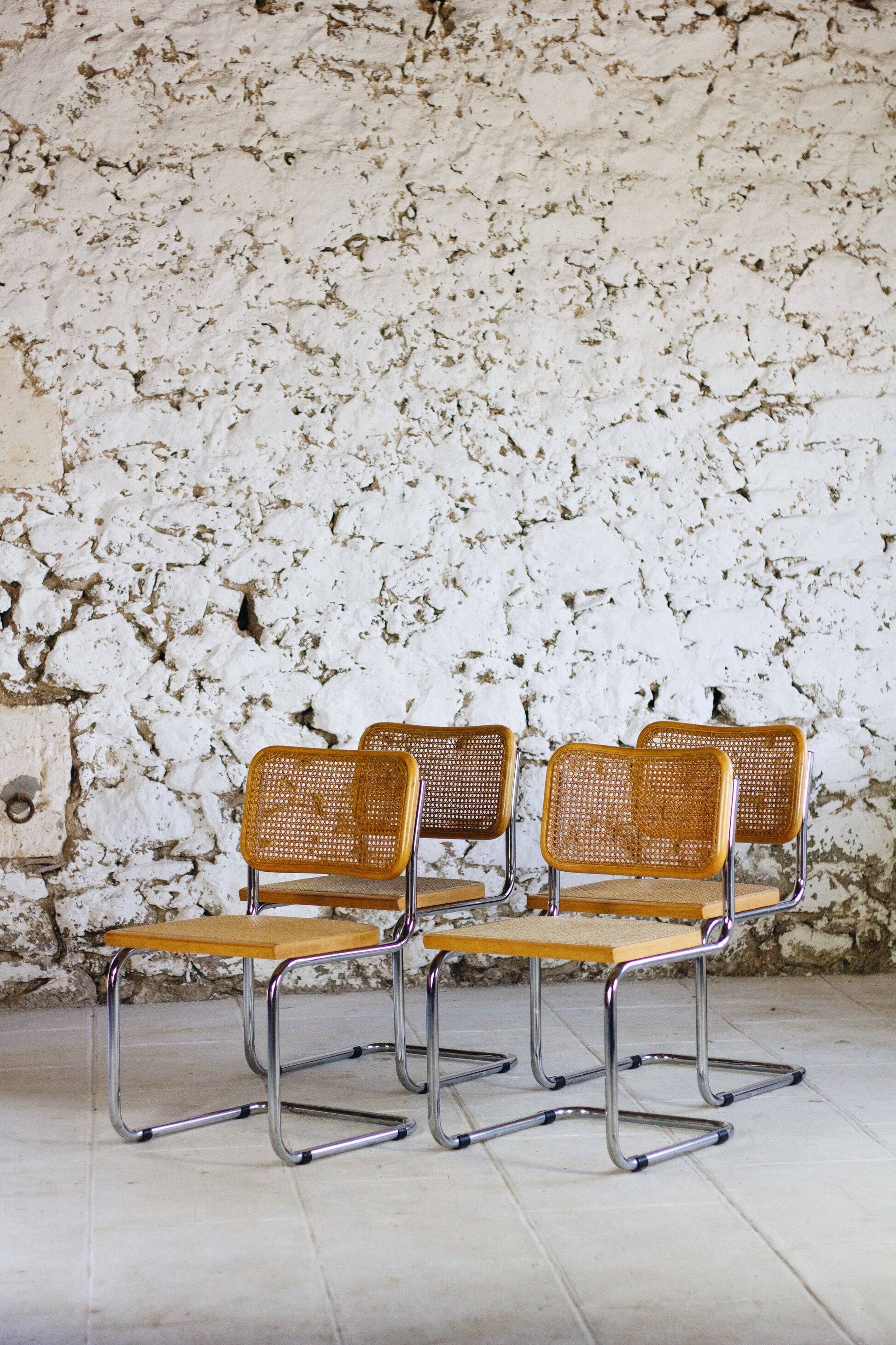 Lot de 4 chaises Cesca B32 par Marcel Breuer