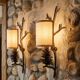 2 wall sconces pine cone branch lamps