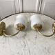 Duo of sconces in serrated opaline and golden steel 50s