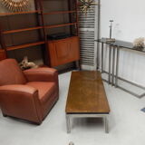 console table brushed steel design Paul Le Geard year 70