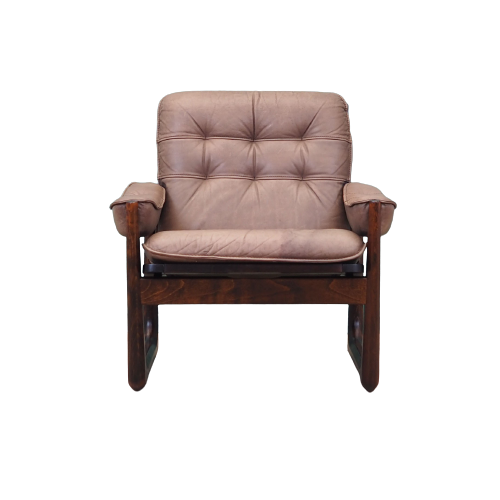 Leather armchair, Danish design, 1960s, manufactured by Genega Møbler