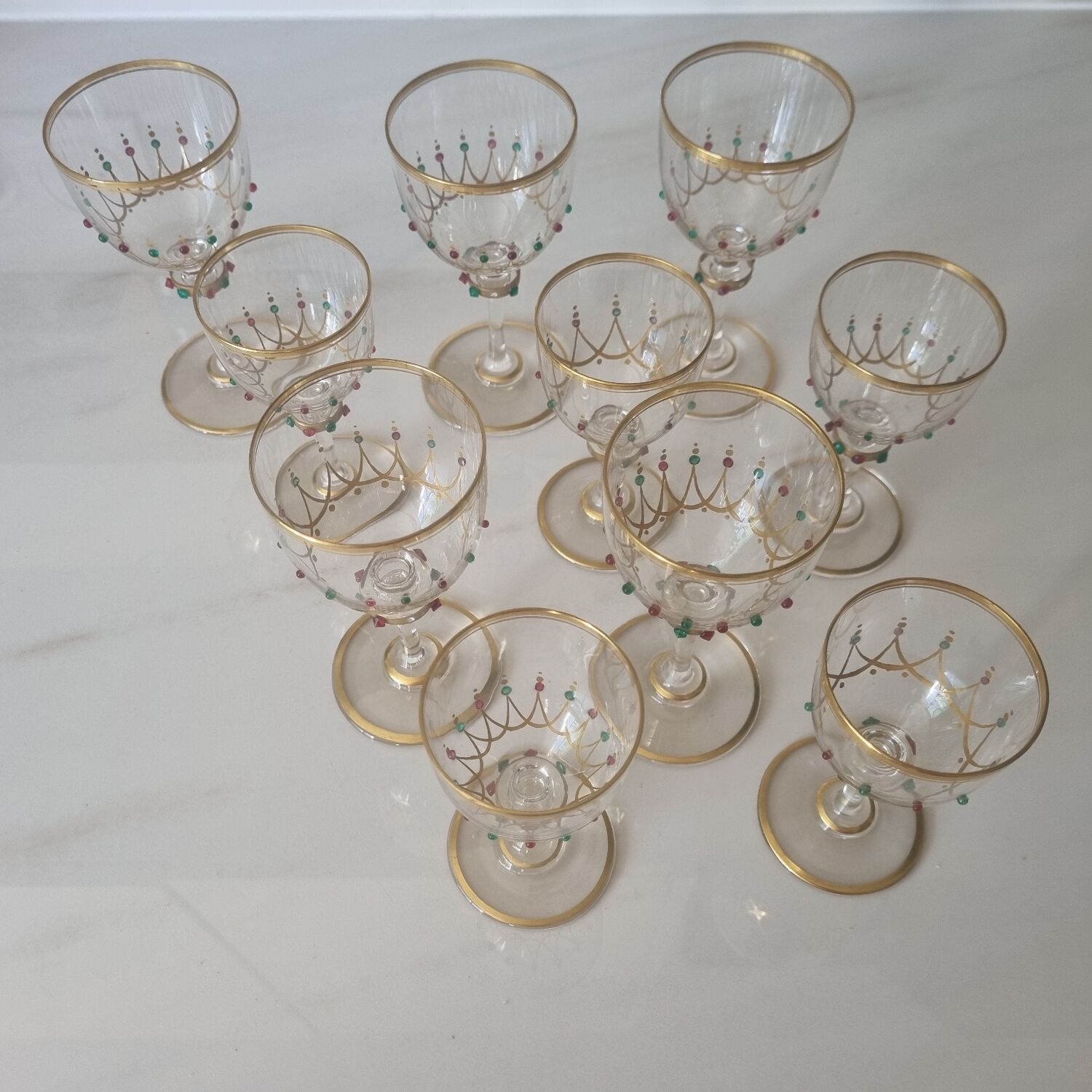 10 wine glasses, Murano 1970
