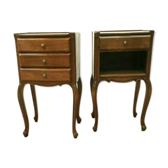 Pair of Louis XV style bedsides in 20th century solid oak