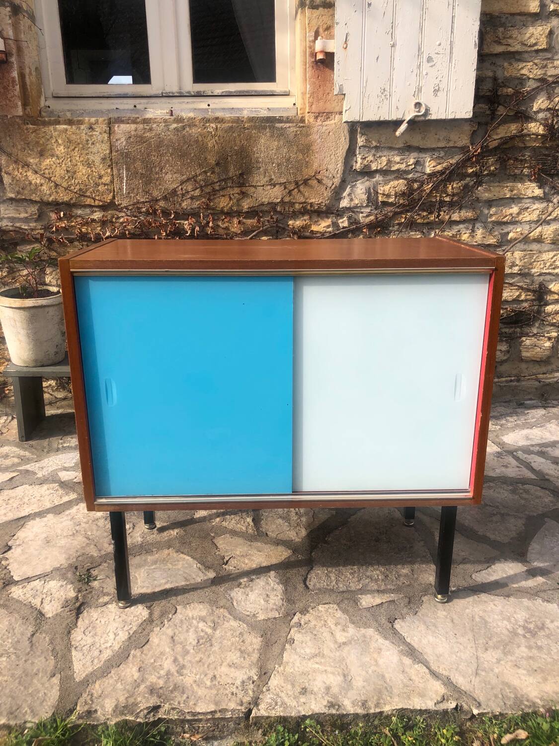 Sideboard with sliding glass doors