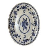 Plat ovale faïence Delft Minton (bouquet de fleurs bleu)