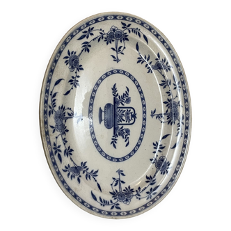 Oval dish Delft Minton earthenware (bouquet of blue flowers)