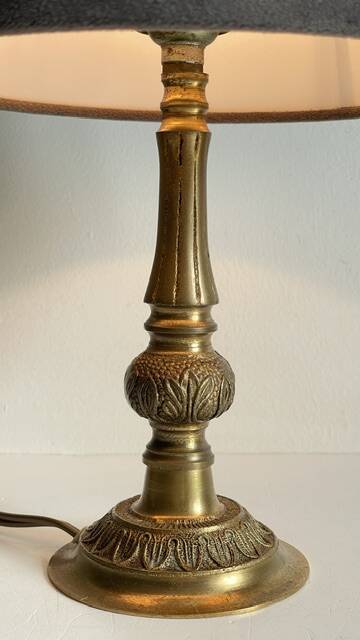 MASSIVE BRASS LAMP and VINTAGE Velvet