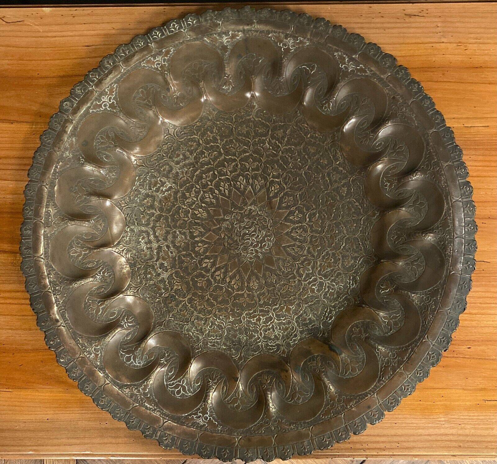 Oriental tea tray in copper or brass mid-20th century