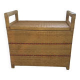 Coffre banc en rotin vintage