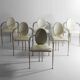 Postmodern dining chairs in steel and white leather, Belgium 1980s