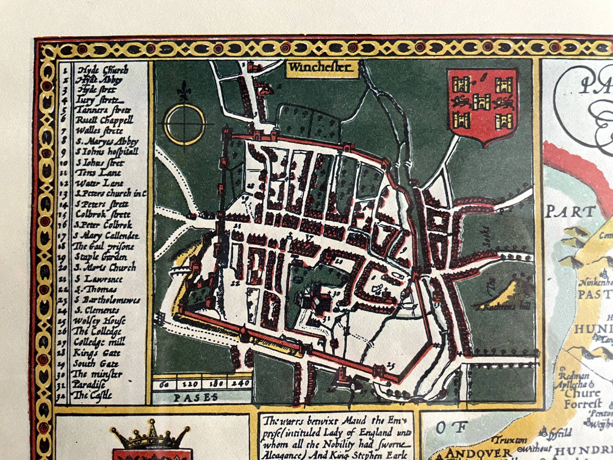 Hantshire Described and Devided, Reproduction of Map of County Hampshire by John Speed (1552-1629)