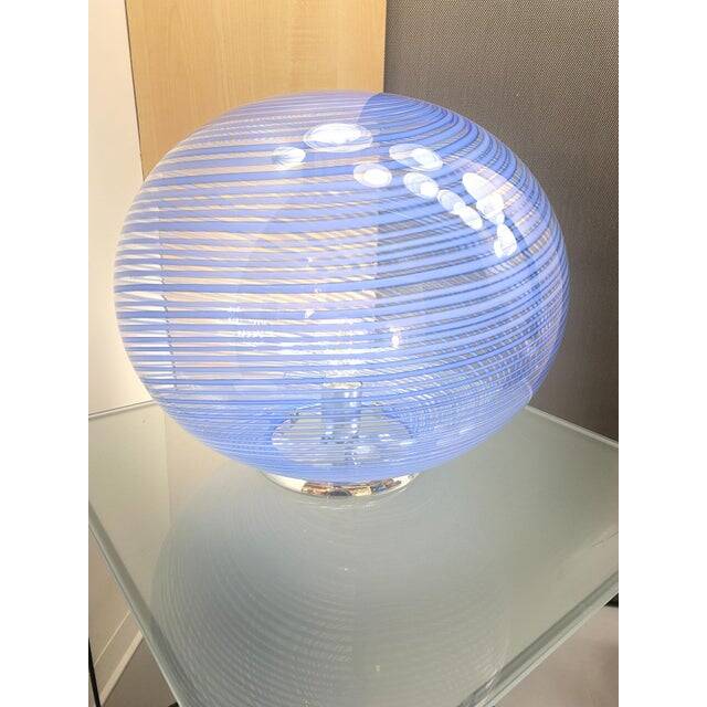 Contemporary Murano Style Blue Swirling Murano Glass Table Lamp