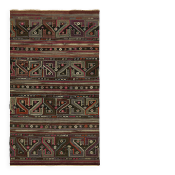 Tapis kilim anatolien vintage fait main turc 136 cm x 230 cm