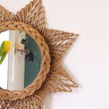 Vintage mirror rattan sun