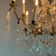 Lustre cage en bronze doré garni de pampilles en verre en forme de plumes de paon vers 1800