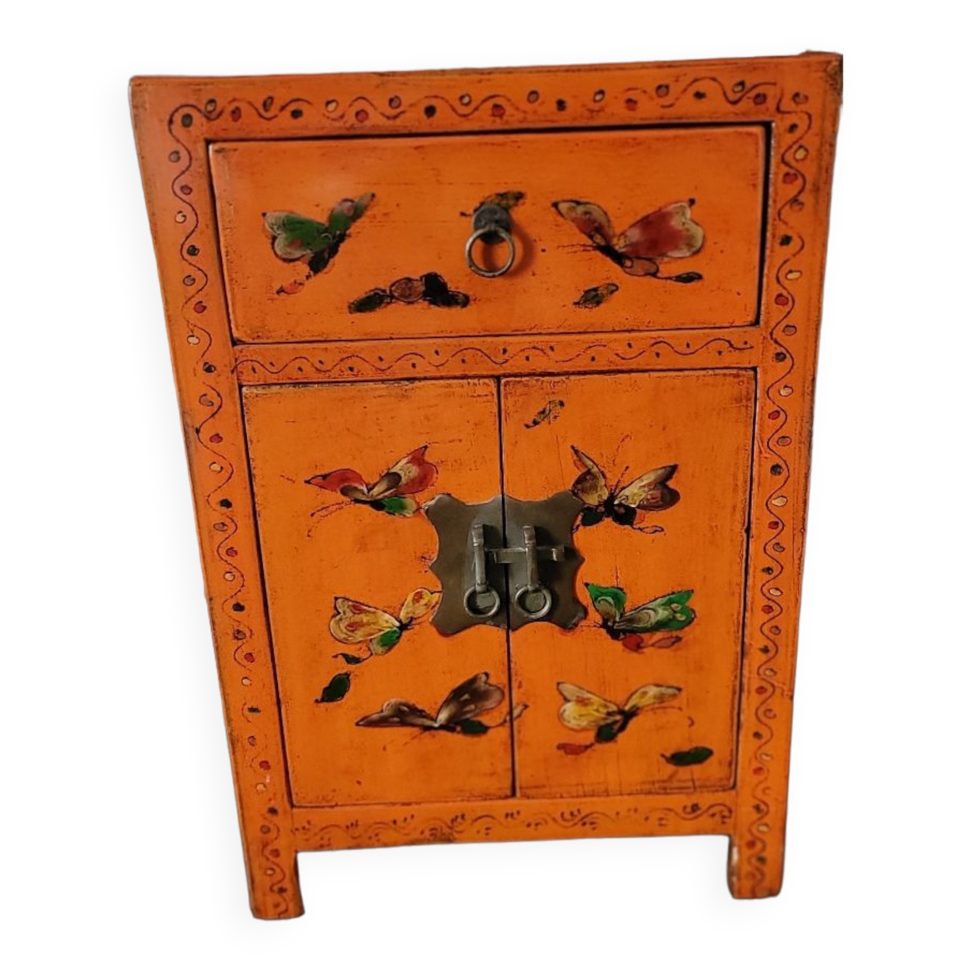 Hand-painted lacquered Chinese bedside table