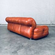 Mid-Century Modern Italian Leather 3 Seat Sofa, 1970s