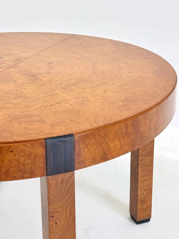 Table à manger ronde en bois de noyer vintage par Grange