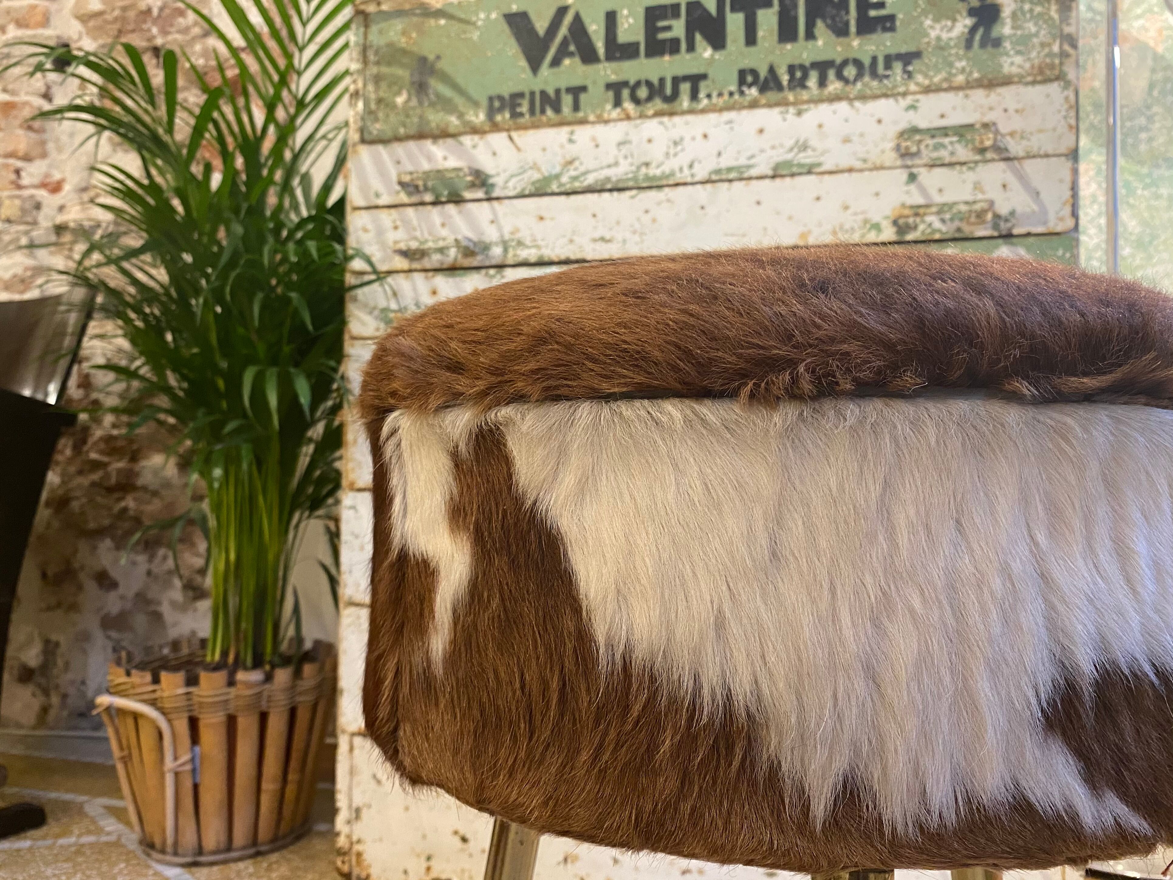 Tripod cowhide stool