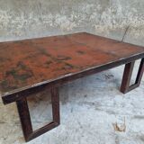 Industrial coffee table pallet table steel cinnamon brown