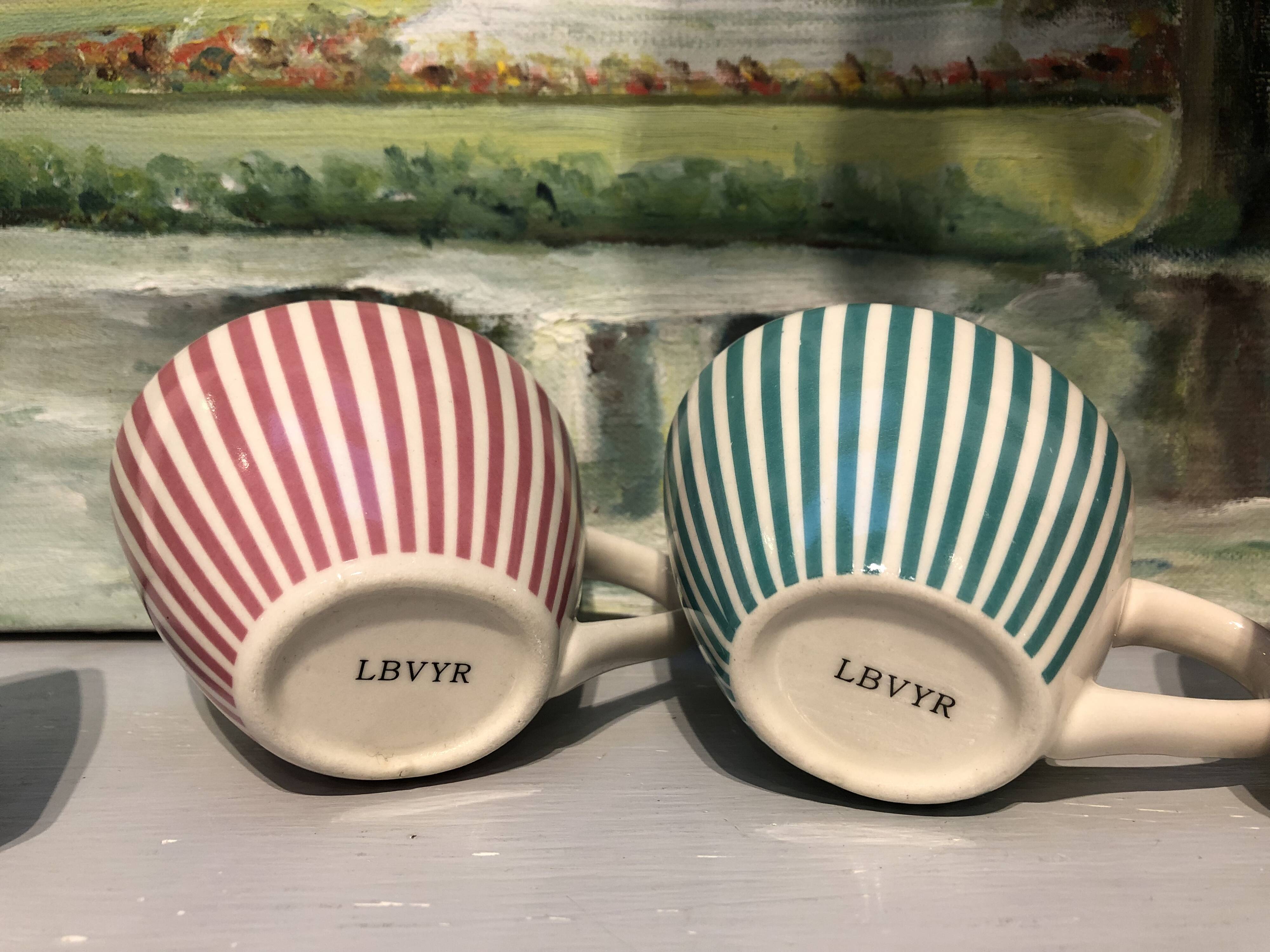 4 vintage ceramic coffee cups produced by lbvyr circa