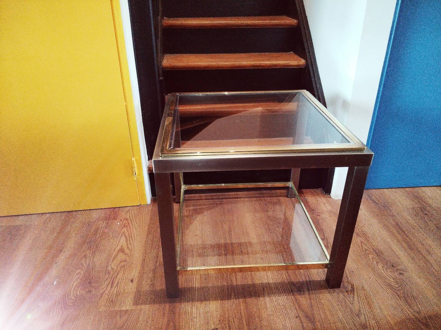 Belgo Chrom brass side table, 1980