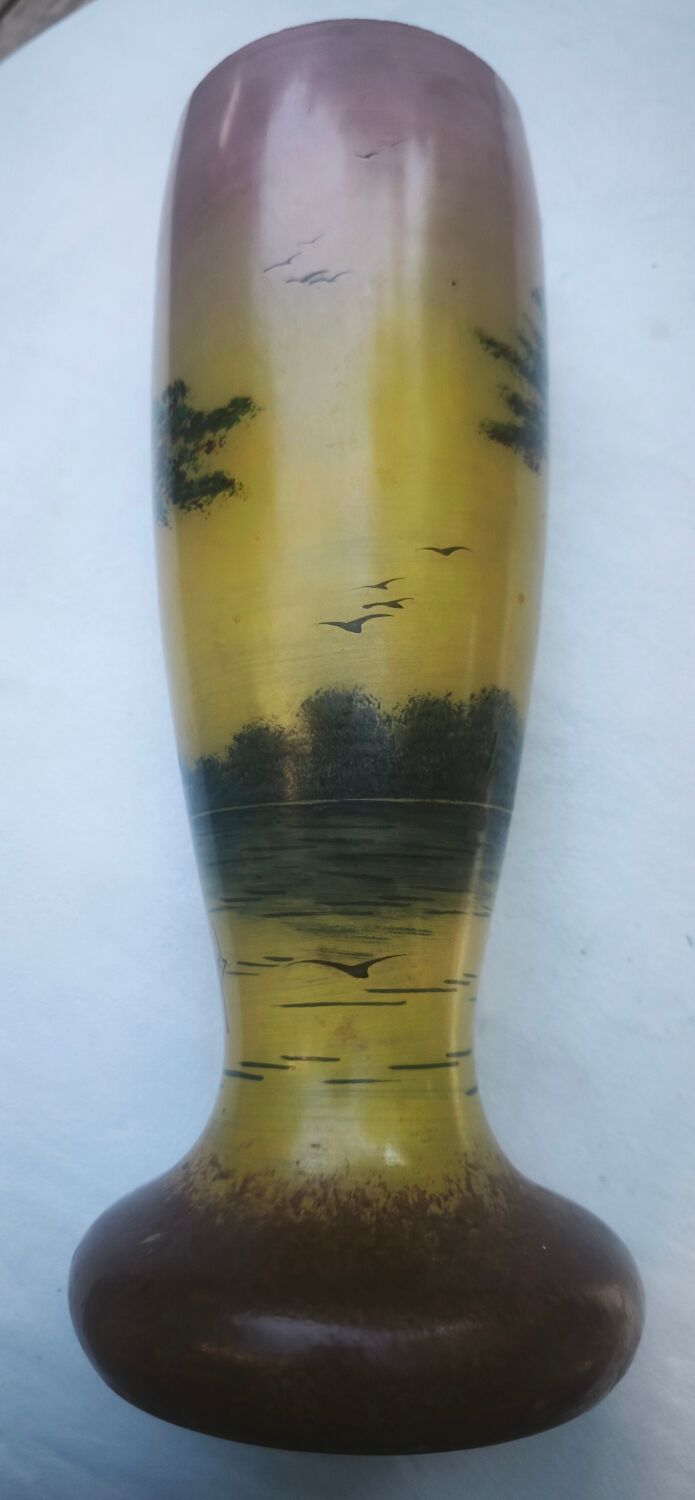 Vase with lake decoration signed Michel