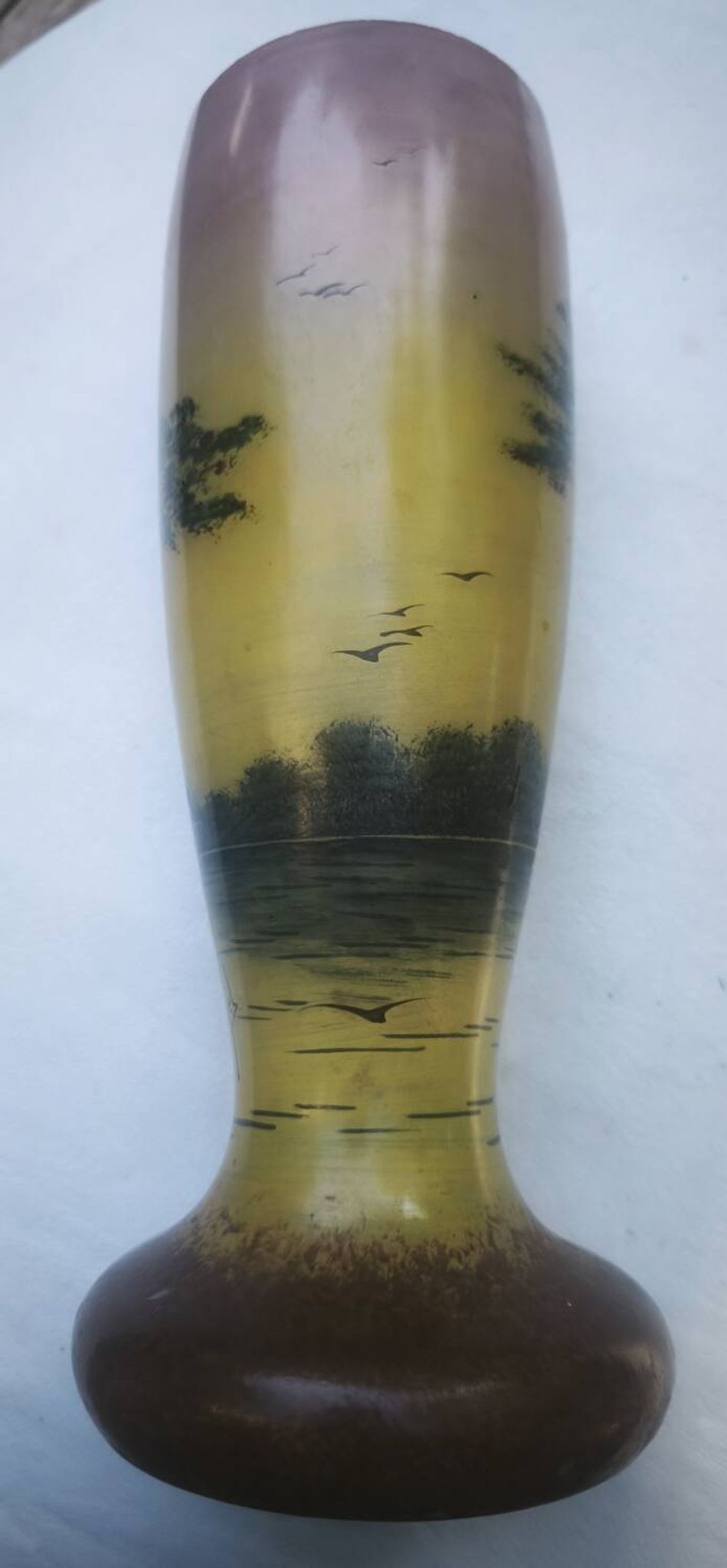 Vase with lake decoration signed Michel