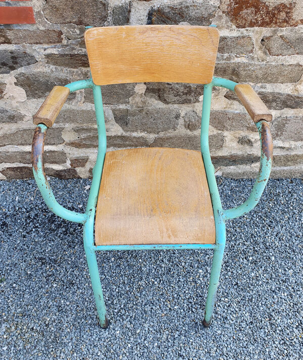 Fauteuil accoudoir internat instituteur vintage années 50