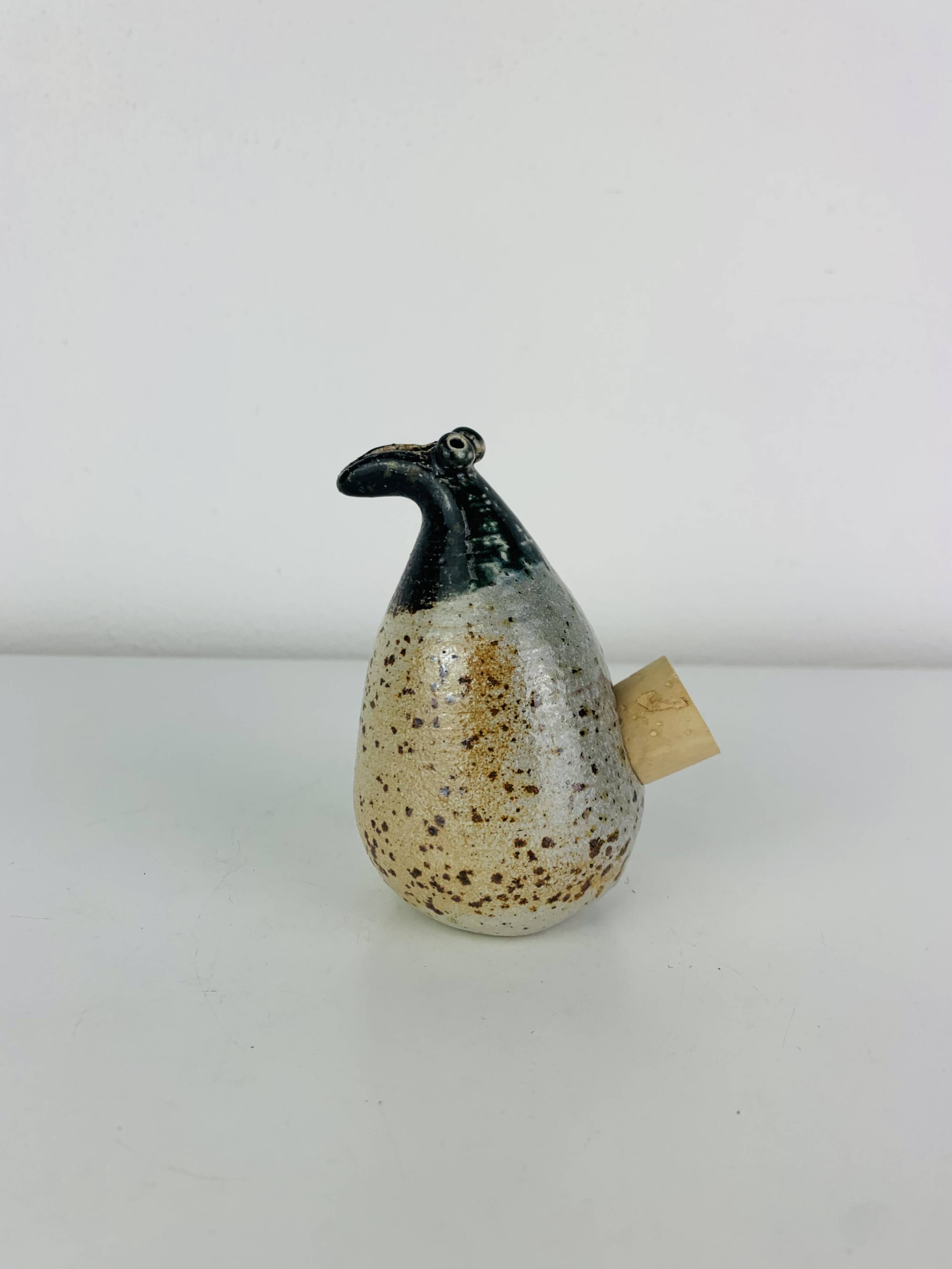 Salière zoomorphe en grès, oiseau, vintage