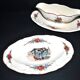 Sarreguemines sauce boat and dish in earthenware with "Obernai" decoration by Henri Loux