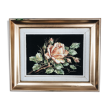 Painting on velvet "La rose" signed L. Boucher