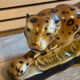 Vintage decorative ceramic sculpture representing a leopard.