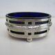 Silver metal and cobalt glass salt pots - EP St & co