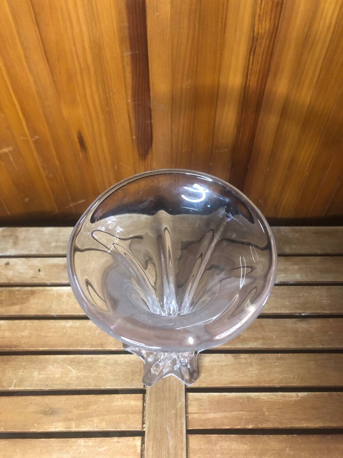 Old VANNES Crystal Vase Vintage Molded Glass #A410