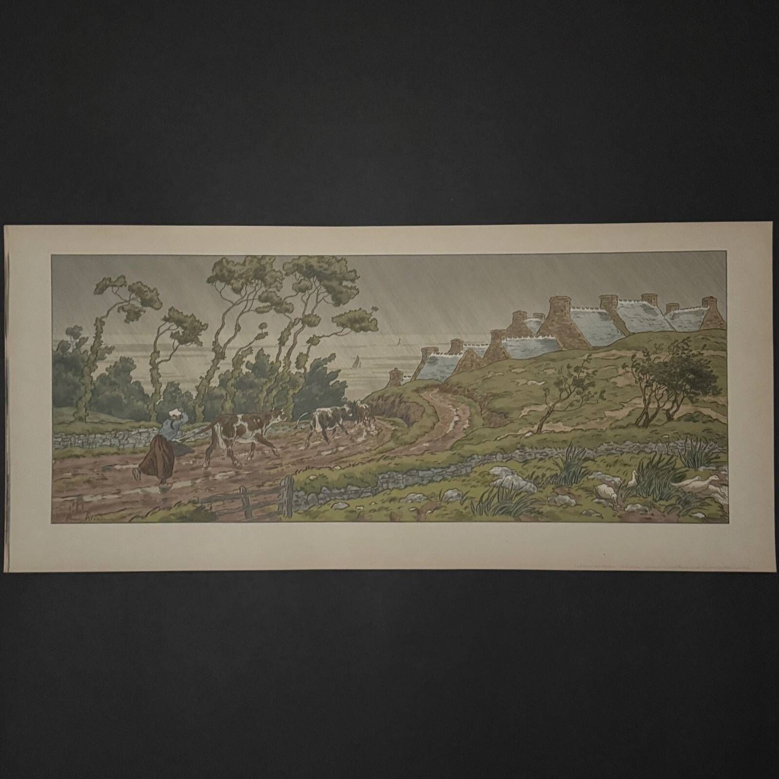 Lithographie par Henri Rivière La Féérie des Heures - L'Averse