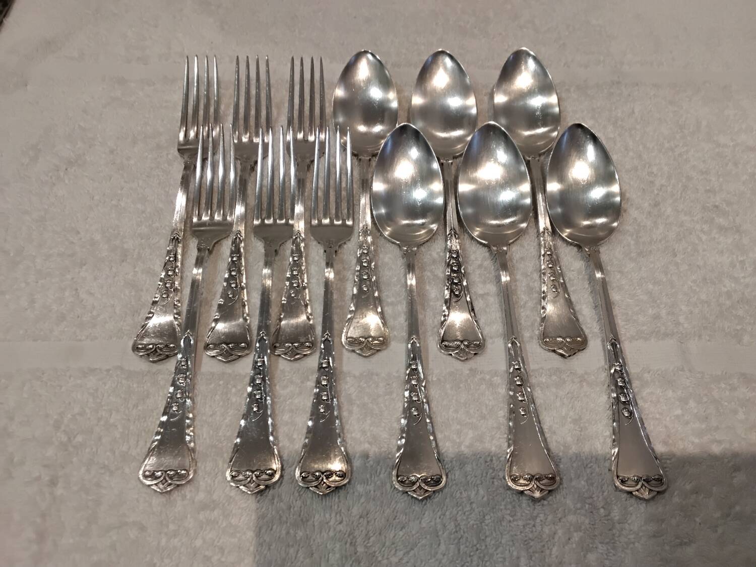 6 silver cutlery sets, 800 Swiss silversmith Jezler, Lily of the Valley model