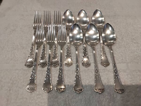 6 couverts de table argent 800 suisse orfèvre Jezler modele muguet