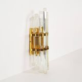 Large brass and glass 'Triedri' wall sconces by Novaresi