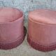 Set of crapaud armchair and 2 Napoleon III pink velvet poufs from the 19th century.