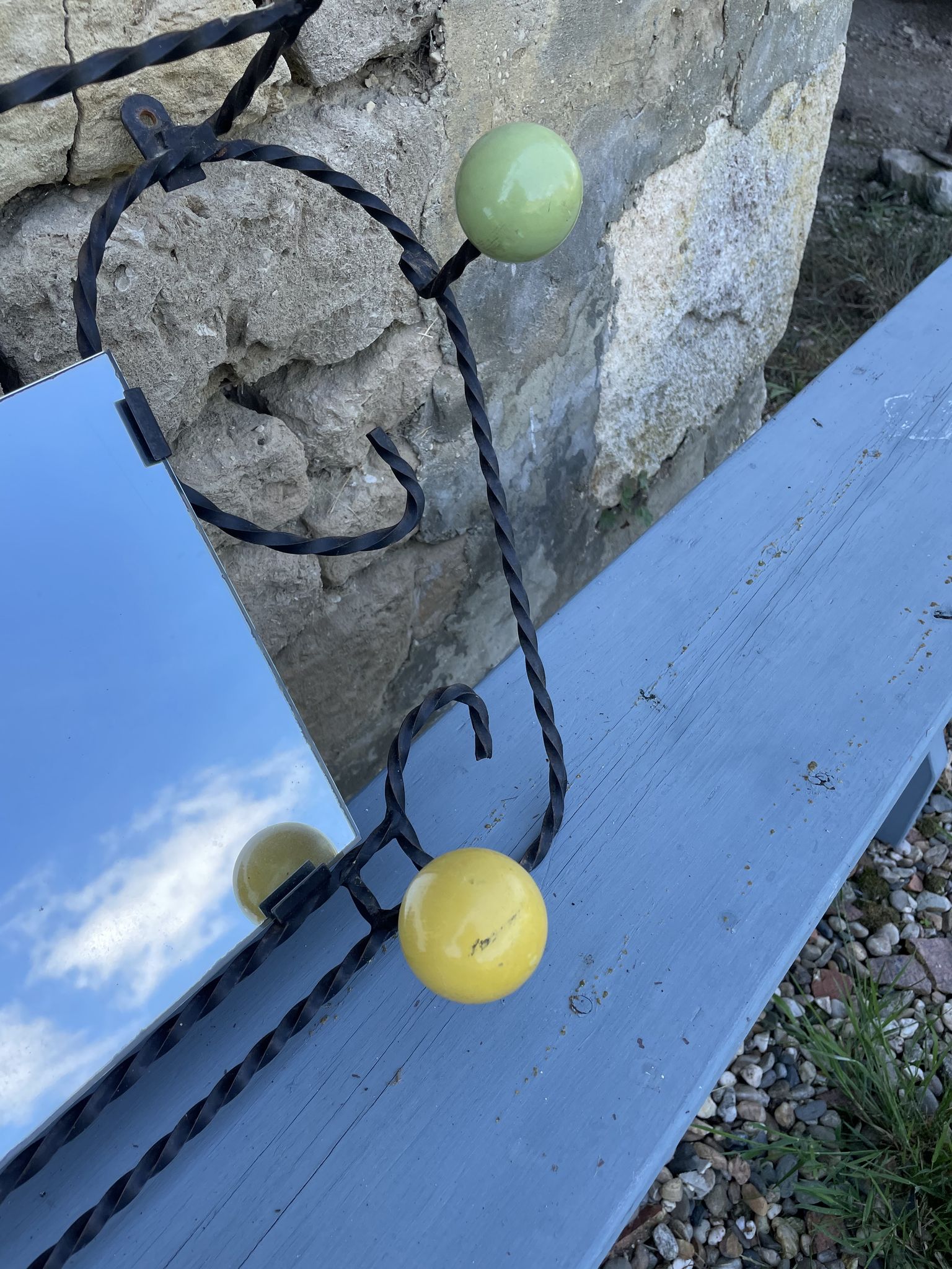 Porte-manteau miroir boule Année 60