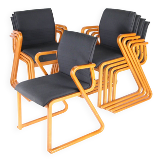 Suite de 8 chaises bois et tissu