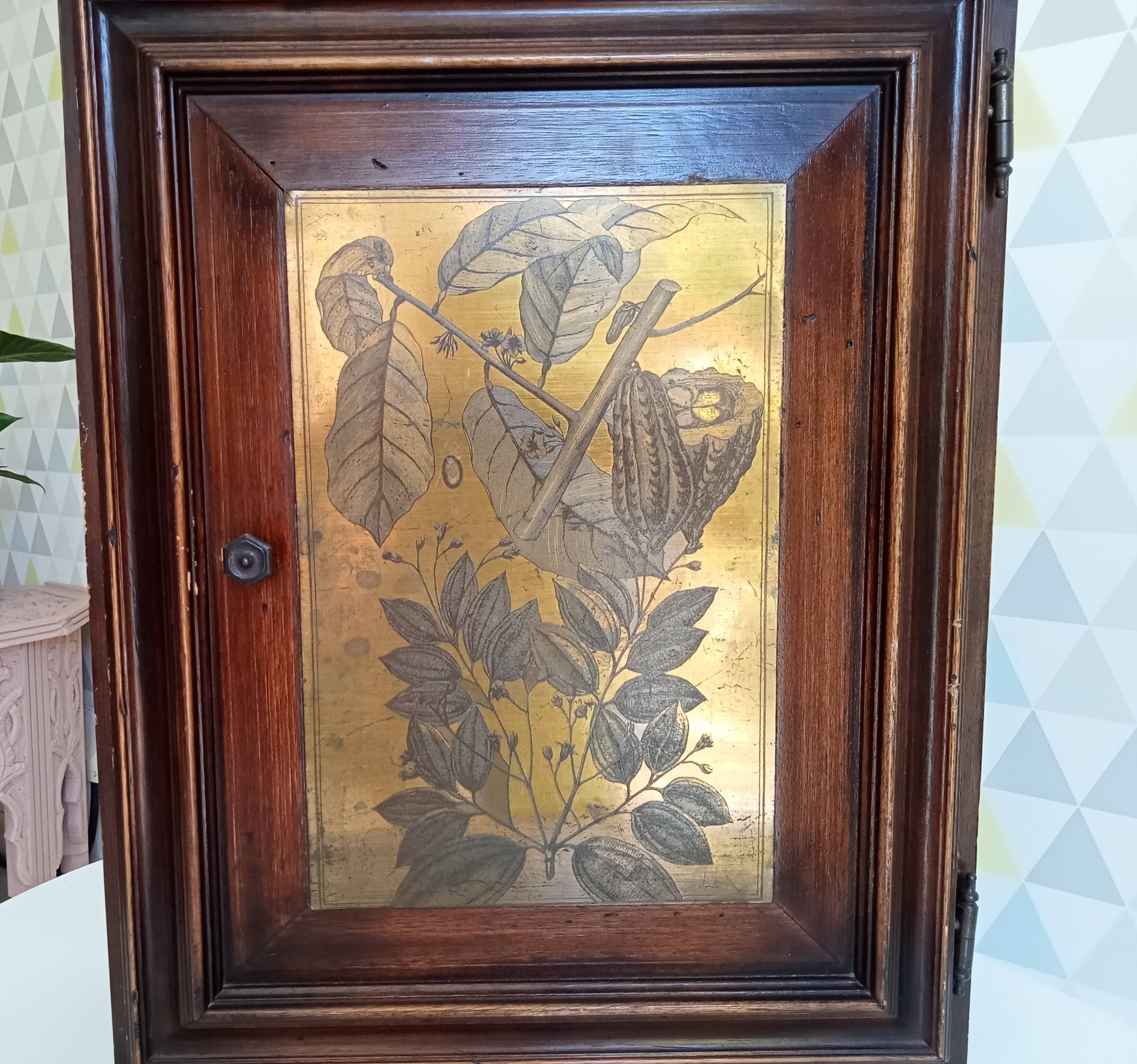 Antique wooden and brass bathroom cabinet 40/50s
